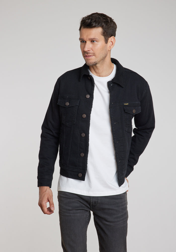 Chaqueta Denim Sherpa Hombre Negra