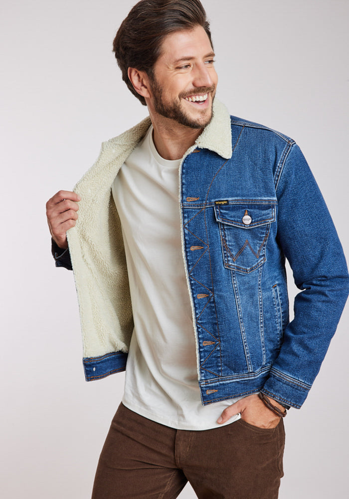 Chaqueta Denim Sherpa Hombre Azul