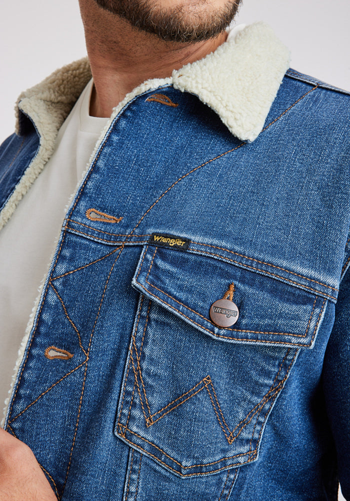 Chaqueta Denim Sherpa Hombre Azul