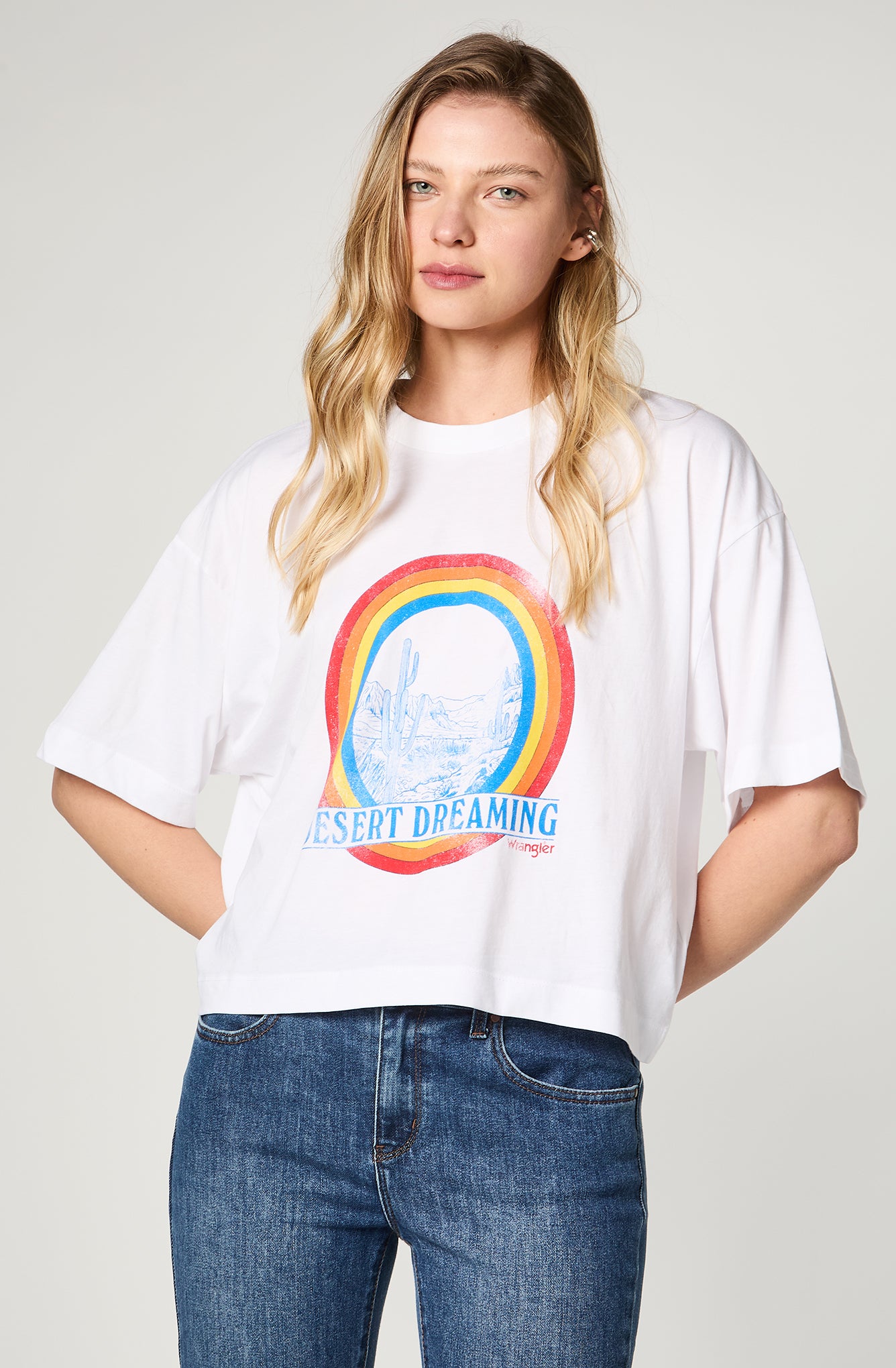 Polera Mujer Cropped Oversized White