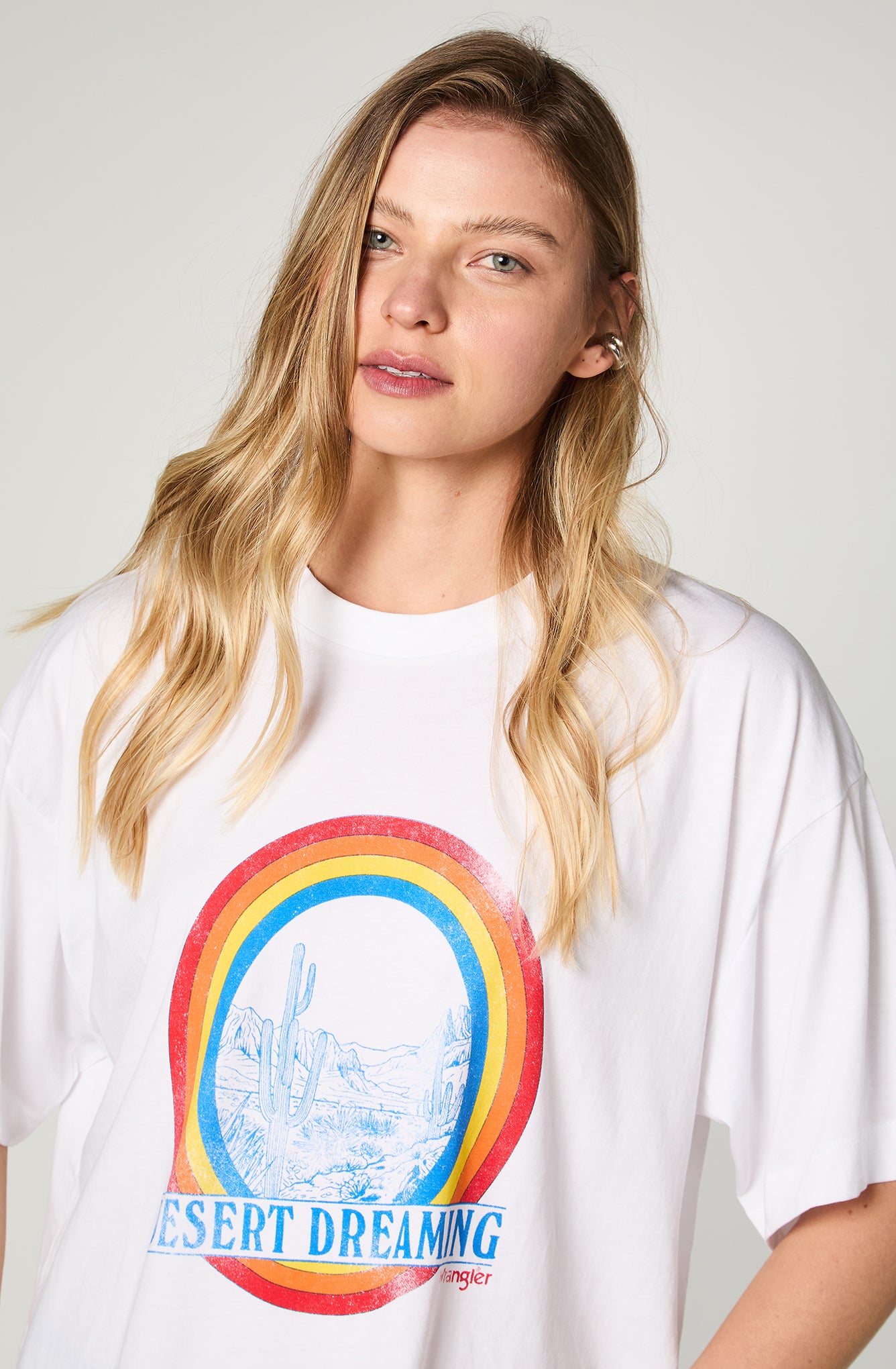 Polera Mujer Cropped Oversized White
