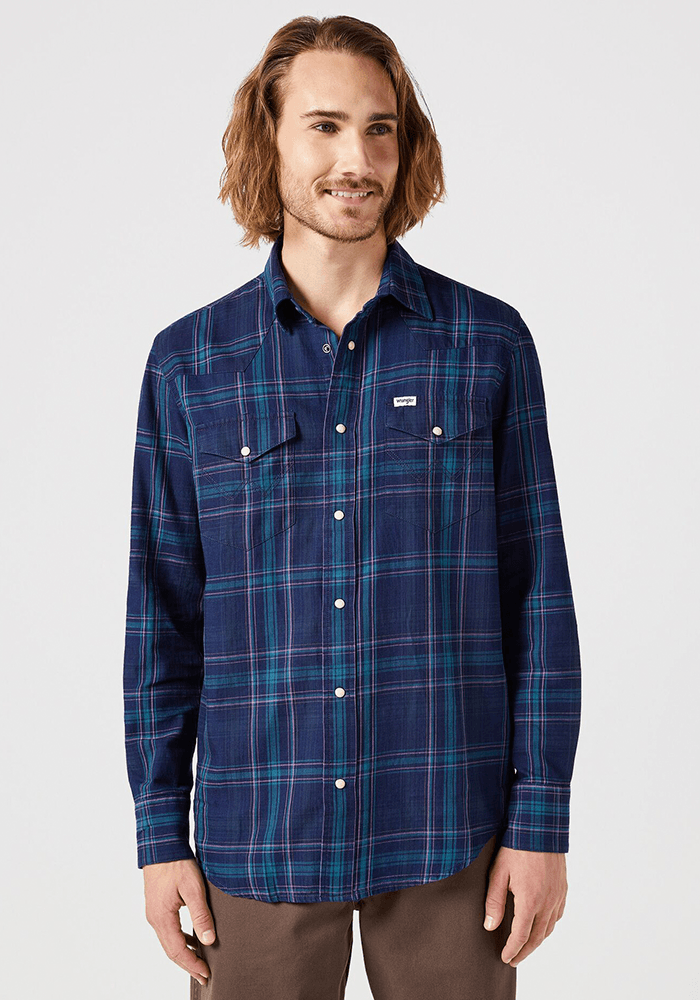 Camisa Western Shirt Plaid Ls Black Iris