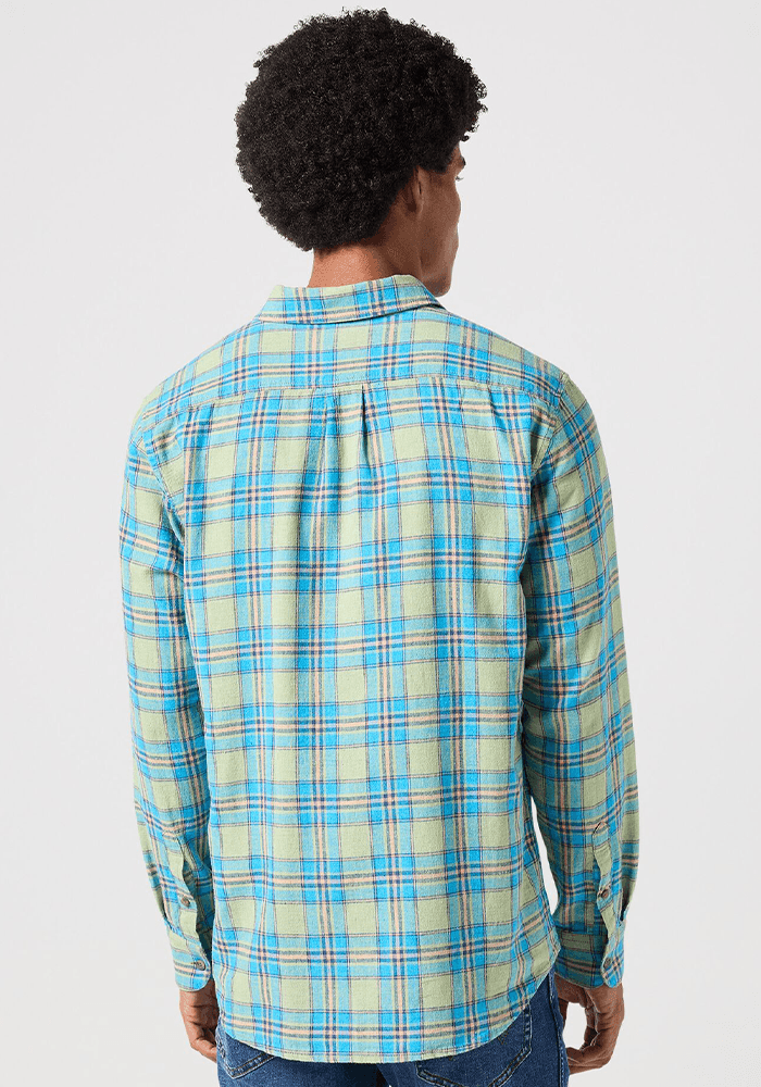 Camisa 1 Pocket Shirt Ls Green Blue Plaid
