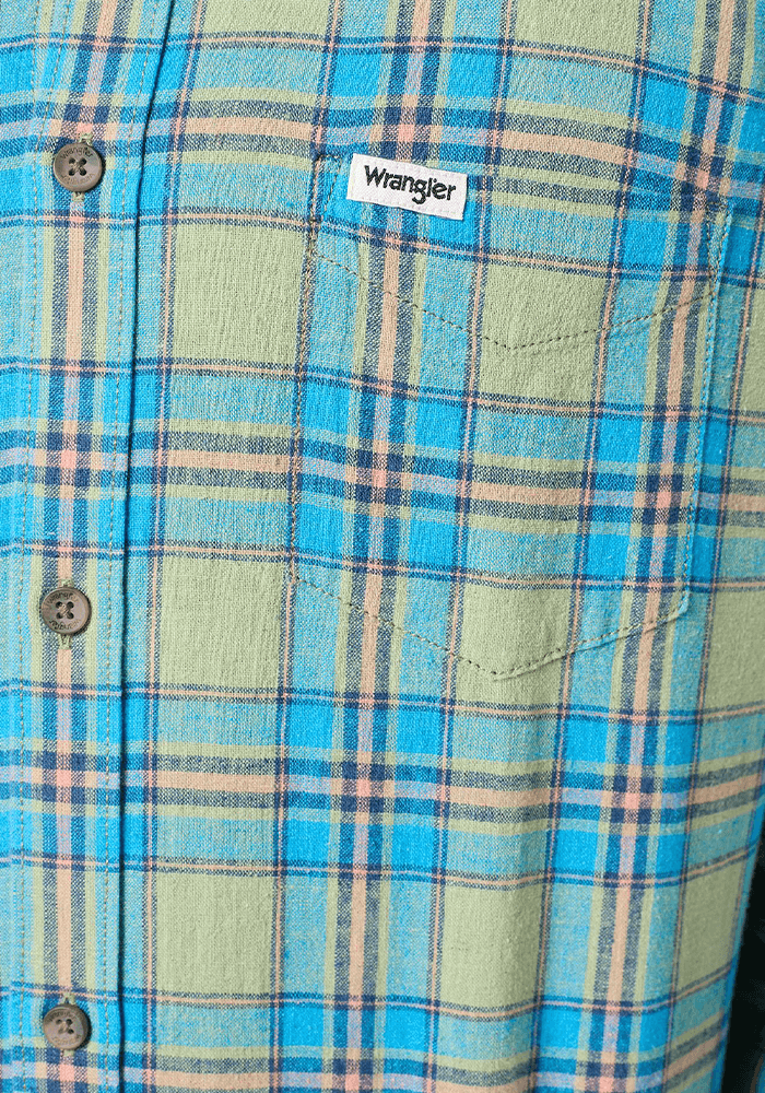 Camisa 1 Pocket Shirt Ls Green Blue Plaid