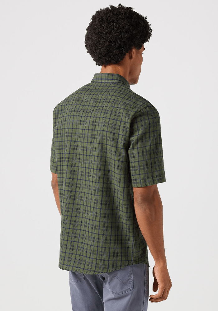 Camisa Manga Corta Western Shirt Ss Green Indigo Plaid