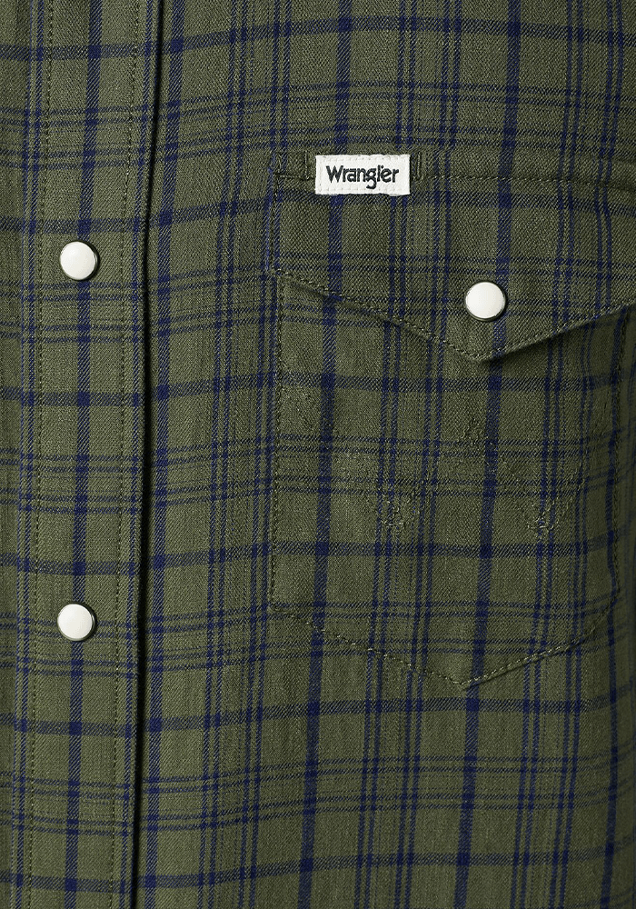 Camisa Manga Corta Western Shirt Ss Green Indigo Plaid