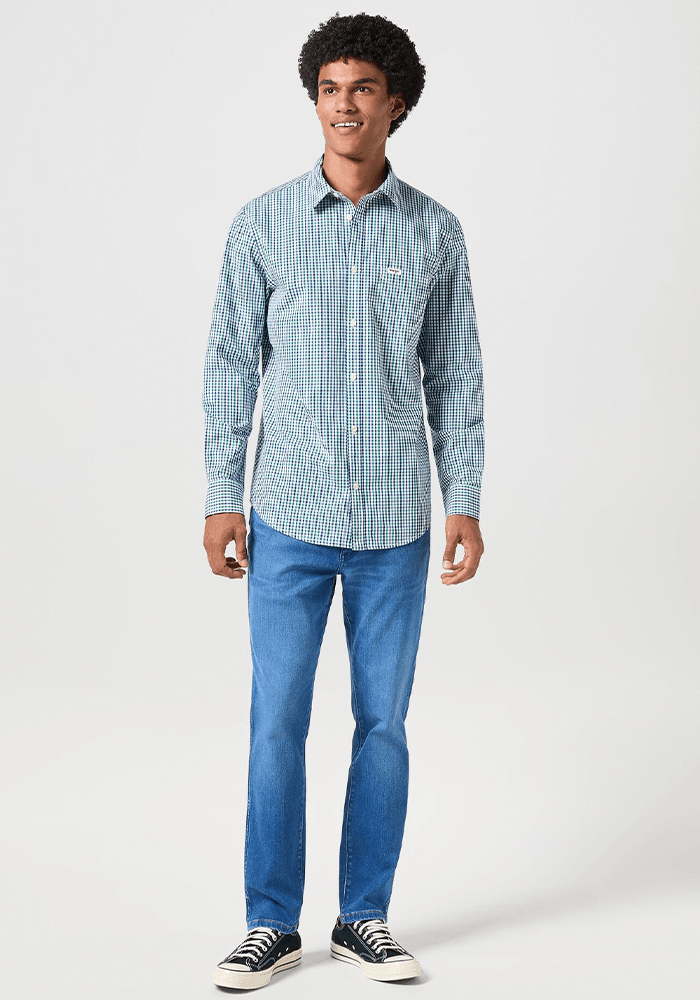 Camisa 1 Pocket Shirt Plaid Ls Green/Navy