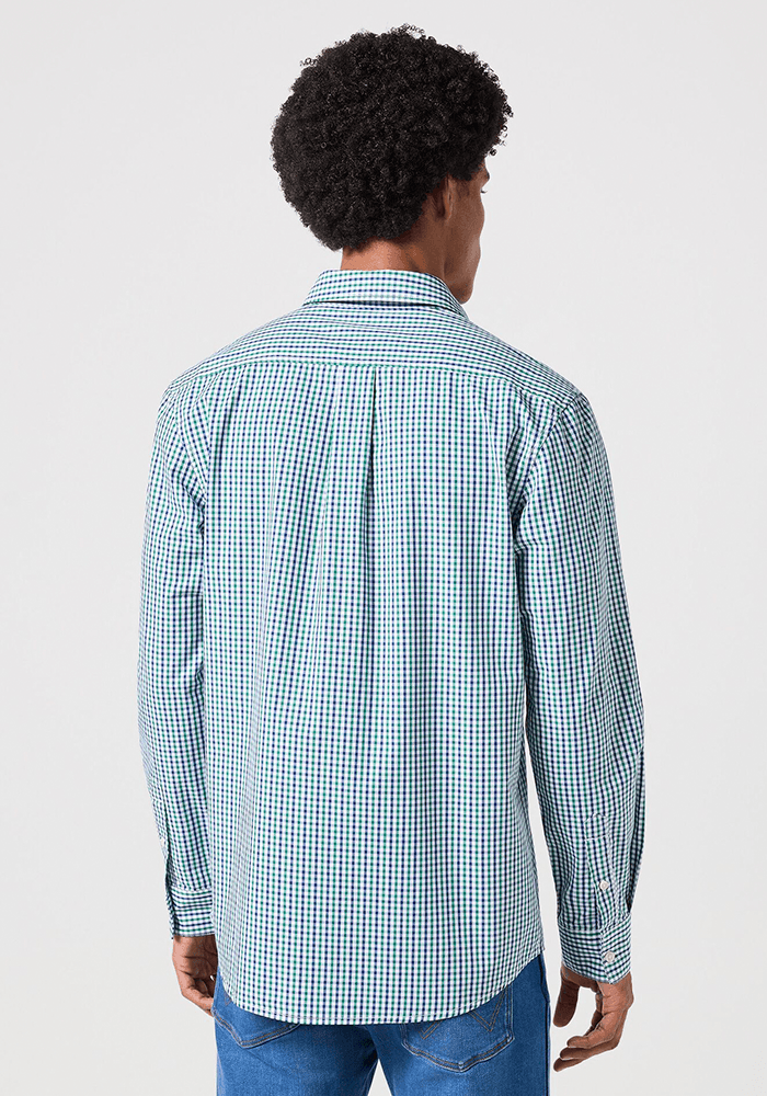 Camisa 1 Pocket Shirt Plaid Ls Green/Navy