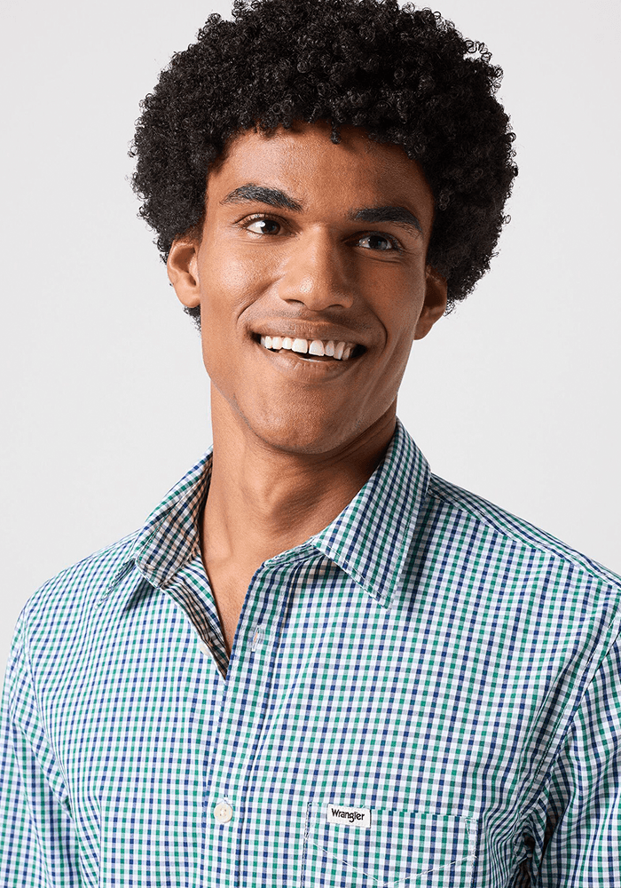 Camisa 1 Pocket Shirt Plaid Ls Green/Navy