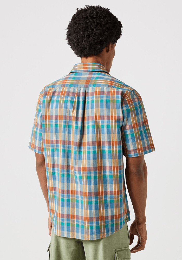 Camisa Manga Corta 1 Pocket Shirt Plaid Ss Tan Madaras