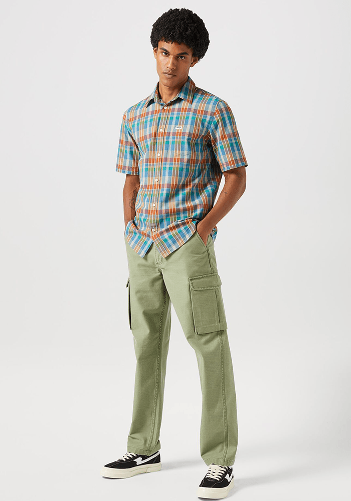 Camisa Manga Corta 1 Pocket Shirt Plaid Ss Tan Madaras
