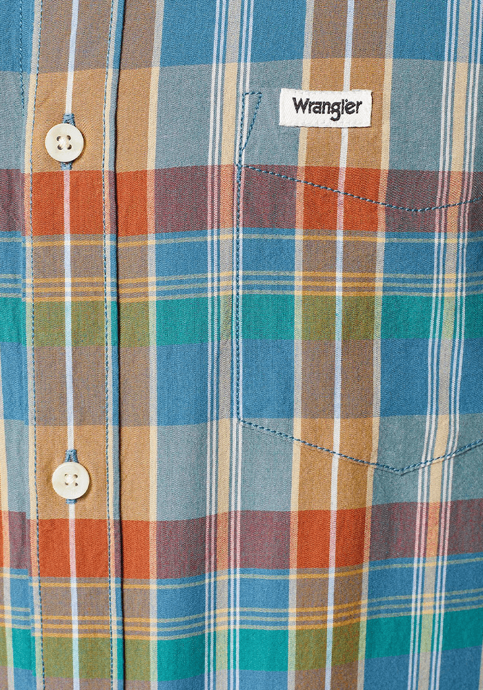 Camisa Manga Corta 1 Pocket Shirt Plaid Ss Tan Madaras