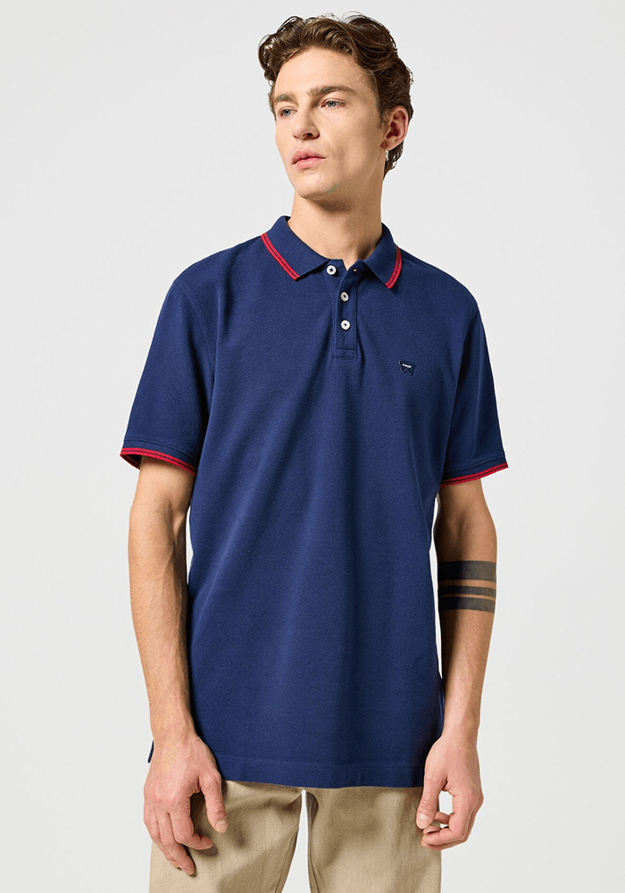 Polera Refined Polo Oxford Pique Solid Navy W/ Red Tipping