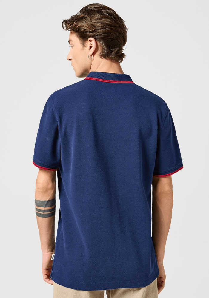 Polera Refined Polo Oxford Pique Solid Navy W/ Red Tipping