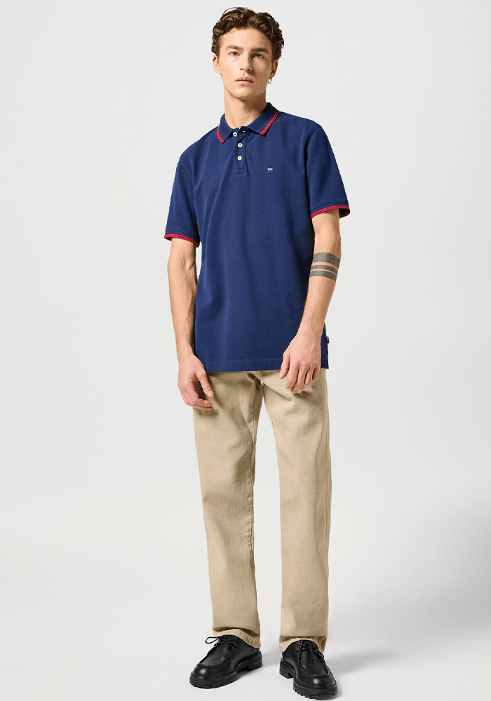 Polera Refined Polo Oxford Pique Solid Navy W/ Red Tipping