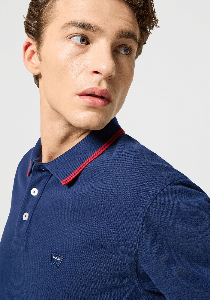 Polera Refined Polo Oxford Pique Solid Navy W/ Red Tipping
