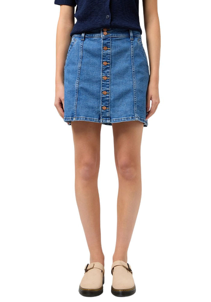 Falda Mini Falda Denim Mid Wash