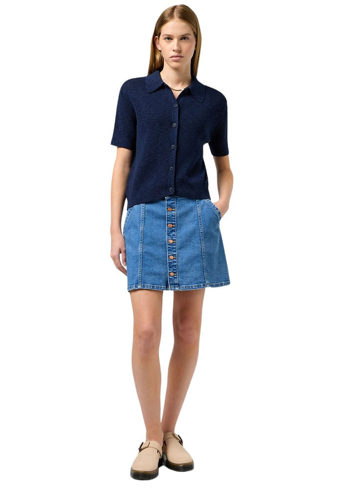 Falda Mini Falda Denim Mid Wash