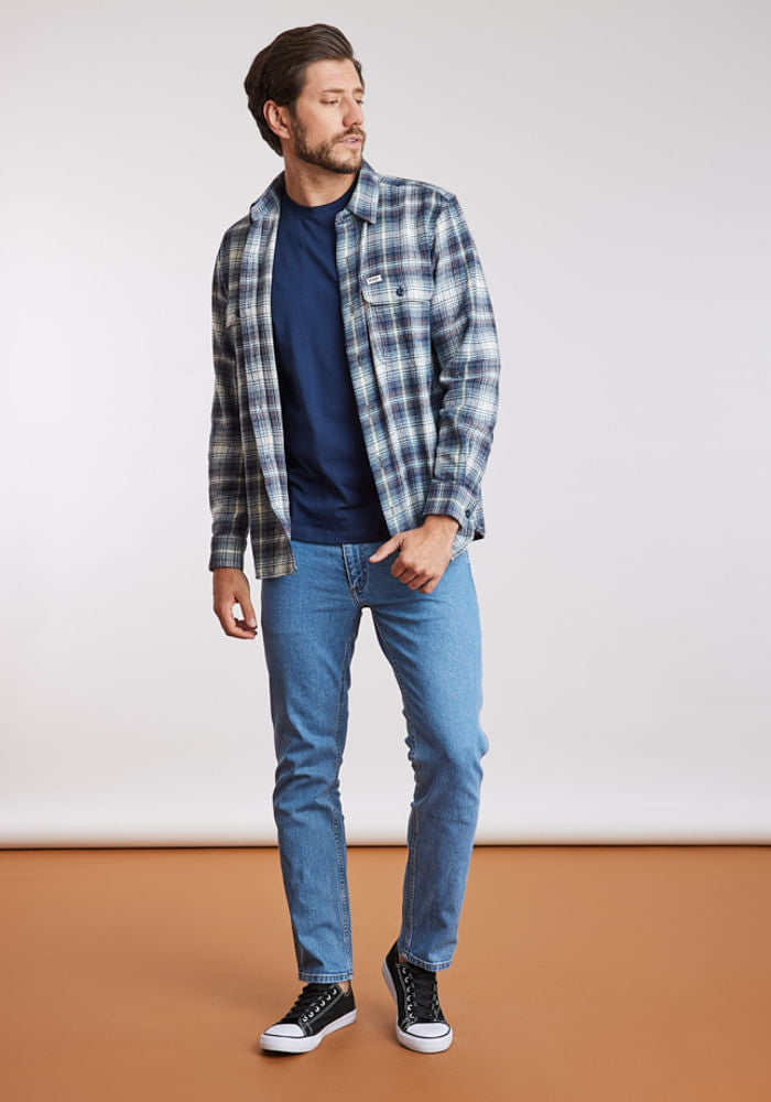 Camisa Hombre 2 Pkt Shirt Blue Grey