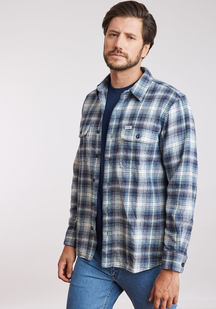 Camisa Hombre 2 Pkt Shirt Blue Grey