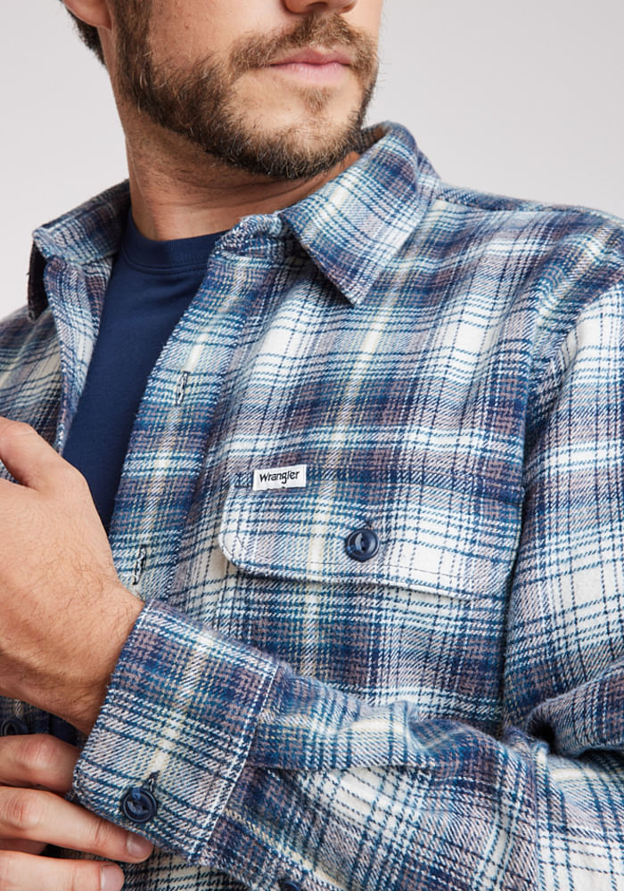 Camisa Hombre 2 Pkt Shirt Blue Grey