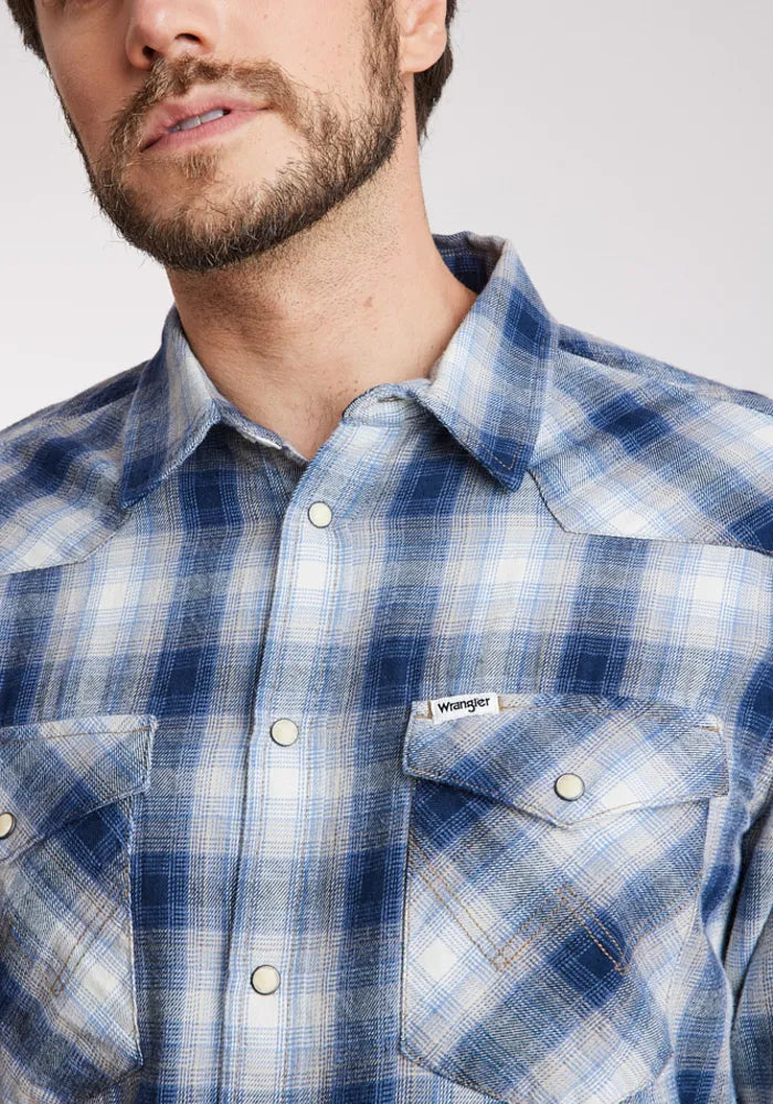 Camisa Hombre Western Shirt Blue Shadow