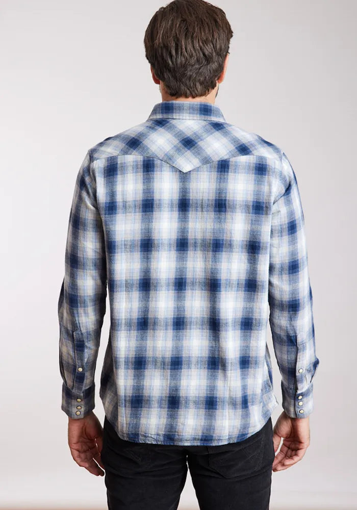 Camisa Hombre Western Shirt Blue Shadow