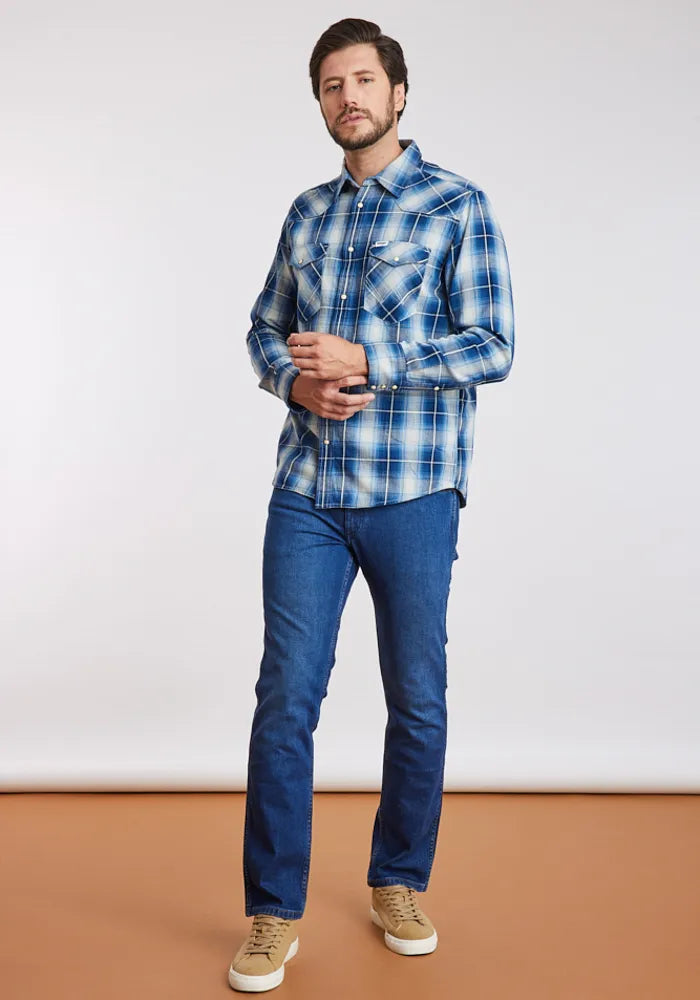 Camisa Hombre Western Shirt Buffalo Indigo