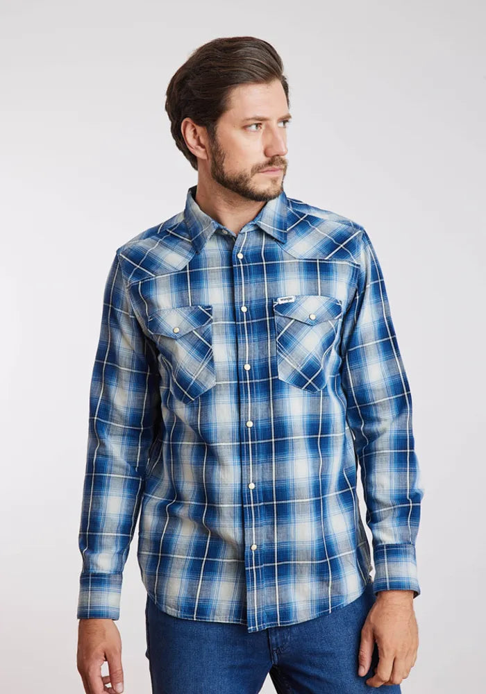 Camisa Hombre Western Shirt Buffalo Indigo