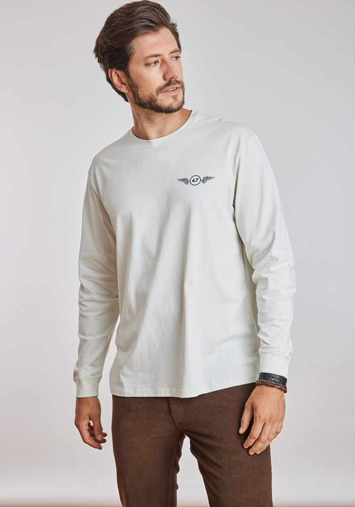 Polera Ls Graphic Tee Vintage White