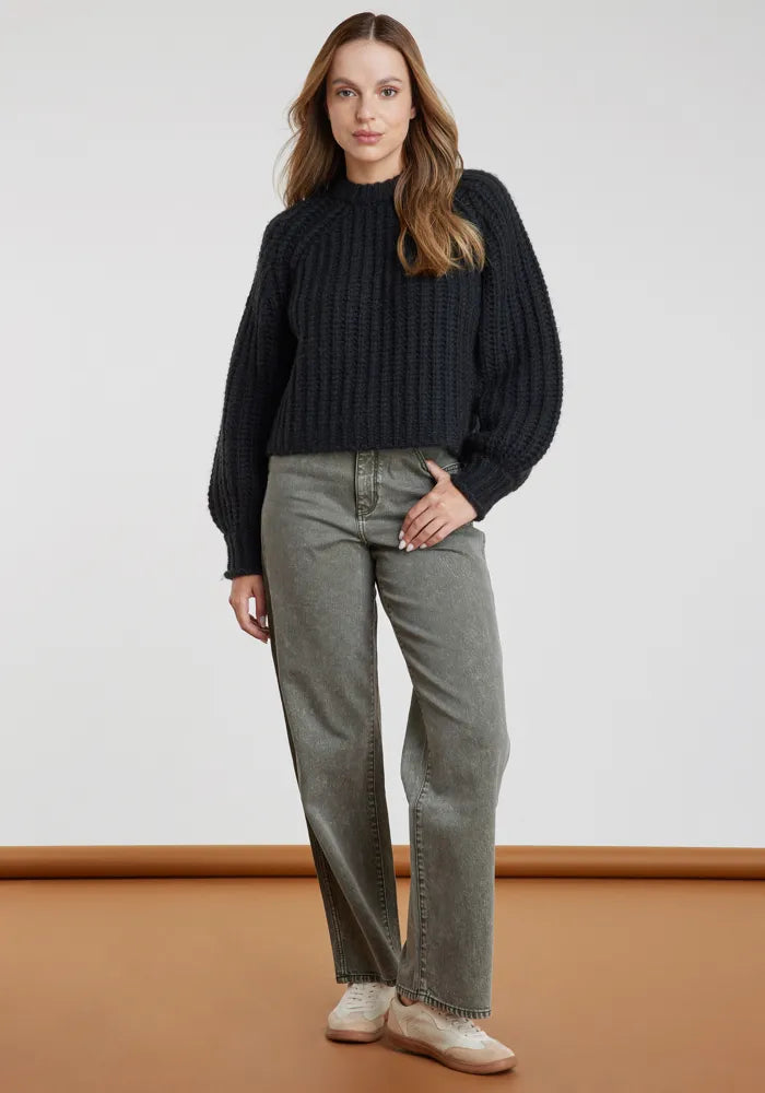 Sweater Mujer Puff Sleeve Sweater Black