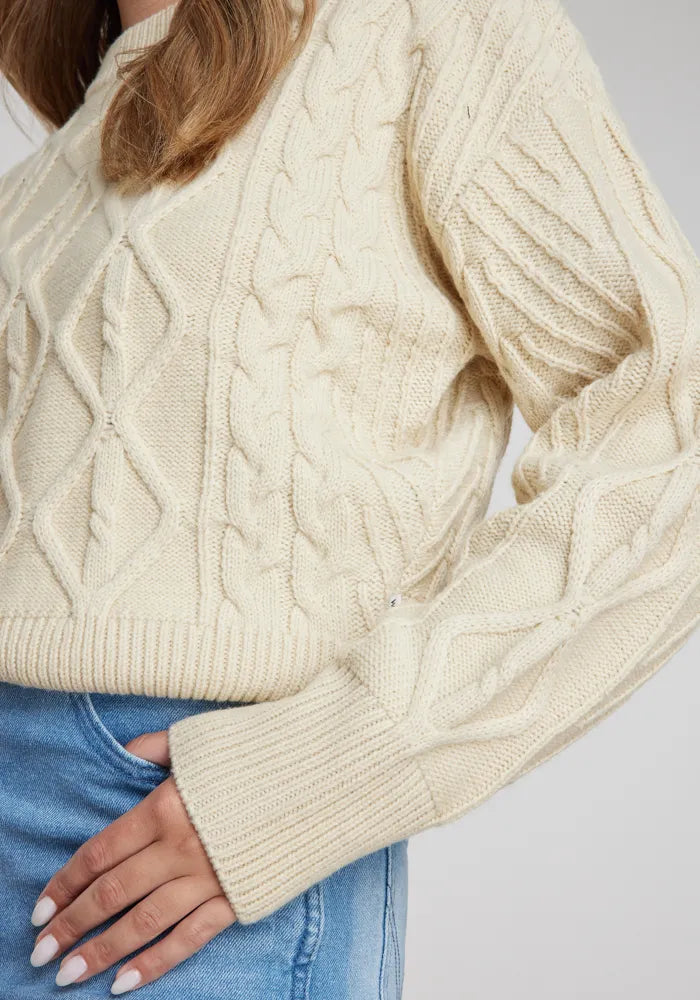 Sweaters Mujer Cable Knit Sweater Worn White