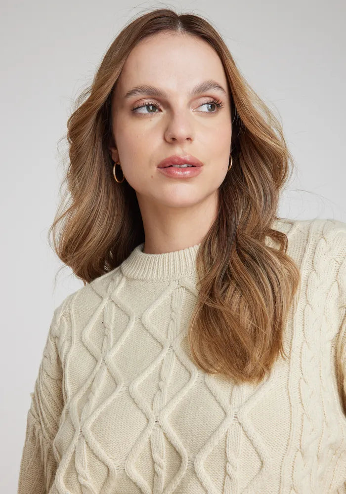 Sweaters Mujer Cable Knit Sweater Worn White