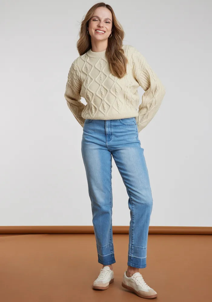 Sweaters Mujer Cable Knit Sweater Worn White