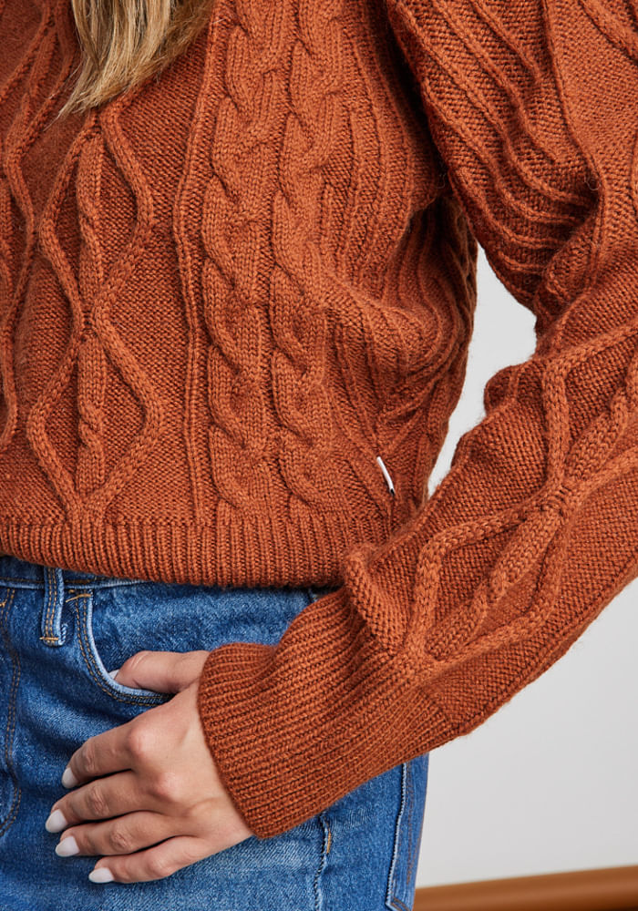 Sweaters Mujer Cable Knit Sweater Gingerbread