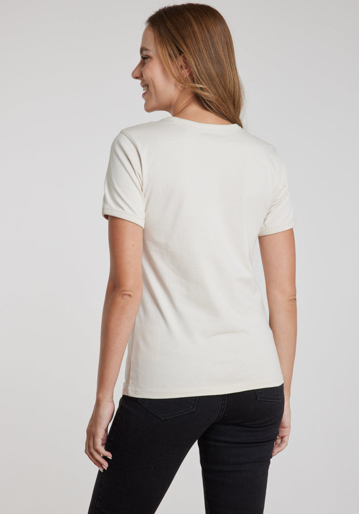 Polera Mujer Ringer Tee Vintage White
