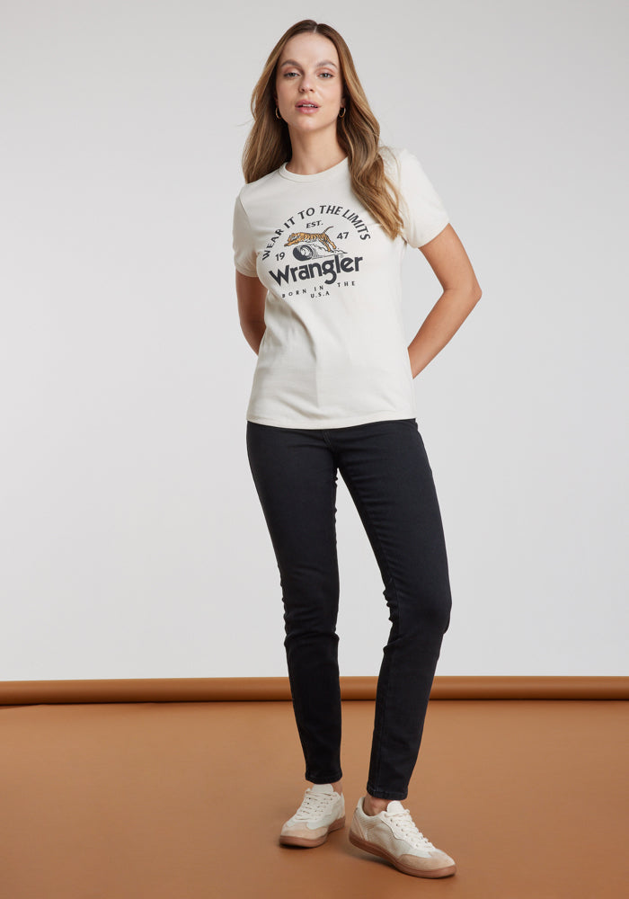 Polera Mujer Ringer Tee Vintage White