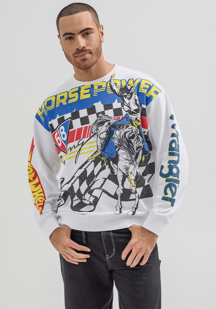 Polerón Pull Over Crew - Hot Wheels White