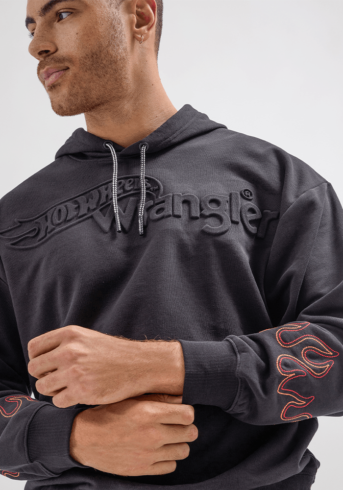 Polerón Logo Flame Hoodie - Hot Wheels Black