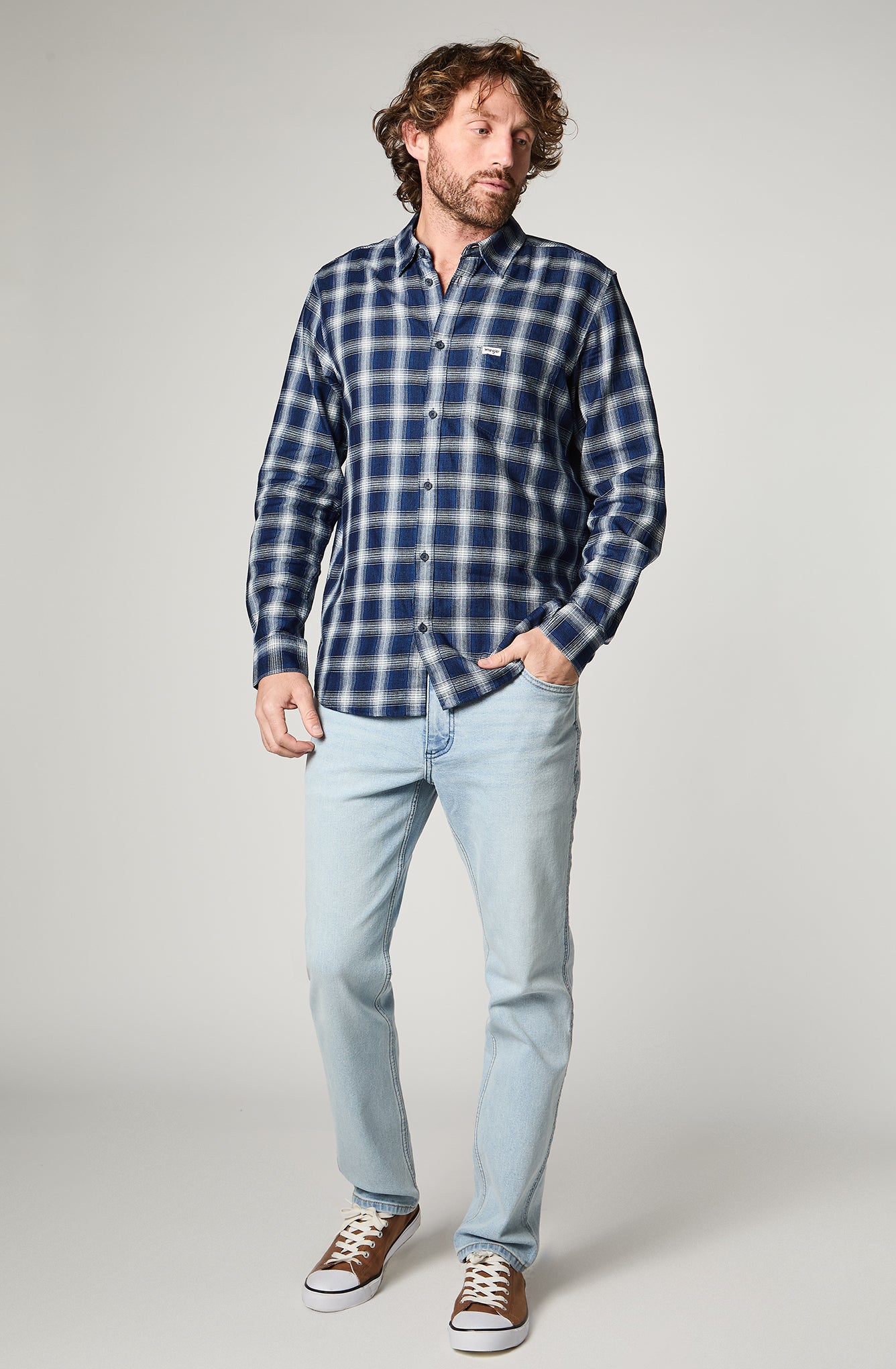 Camisa Hombre Cuadros Azul