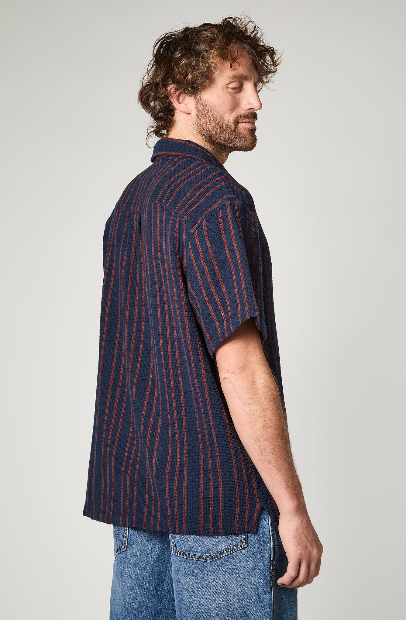 Camisa M/C Stripes Azul