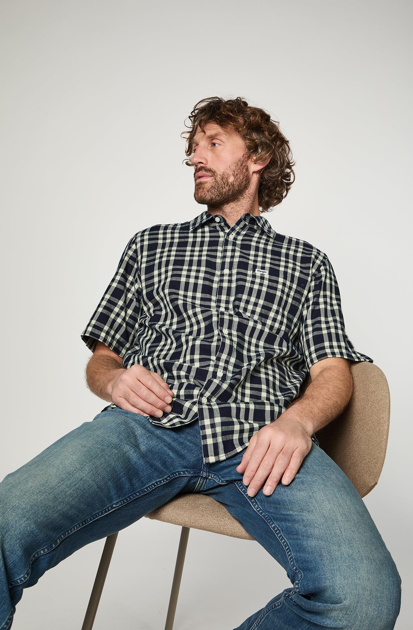 Camisa M/C Hombre Cuadros Black