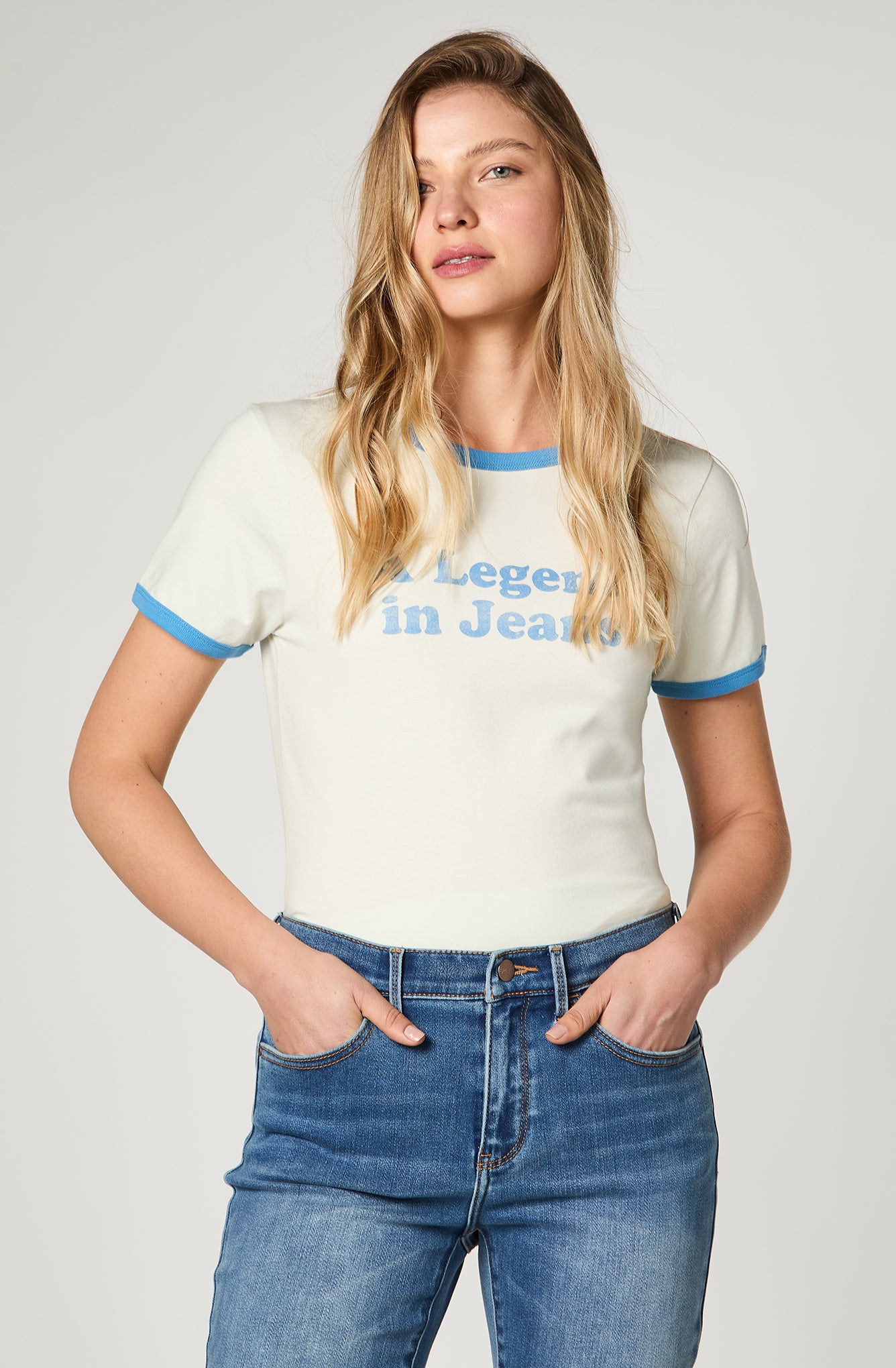 Polera Mujer Ringer Tee Vintage White