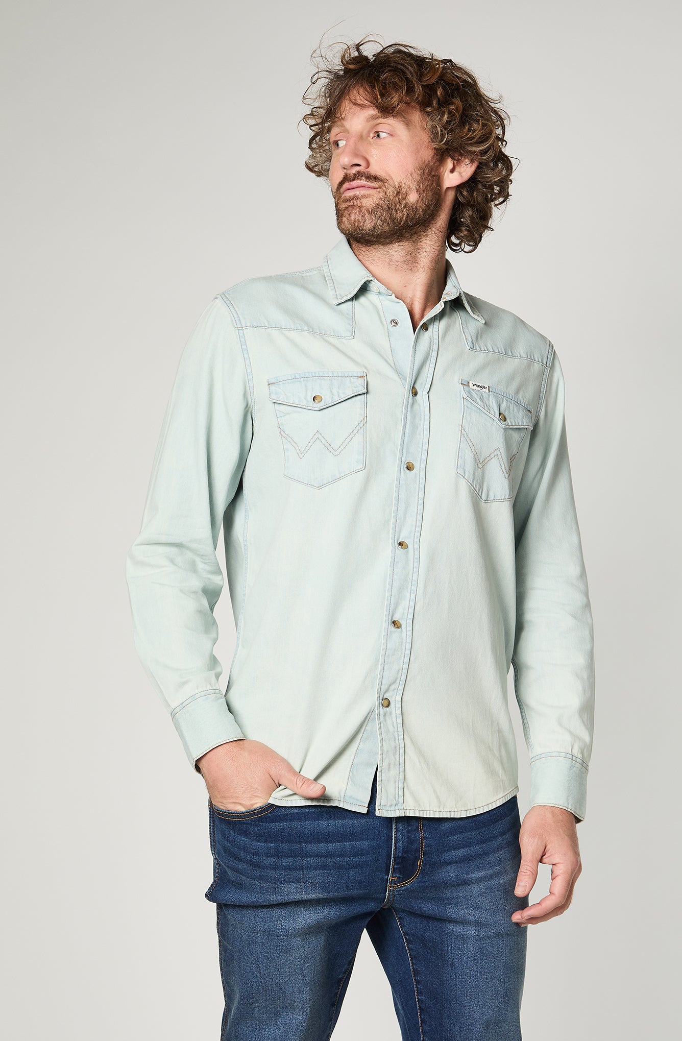 Camisa Hombre Denim Ml Lt