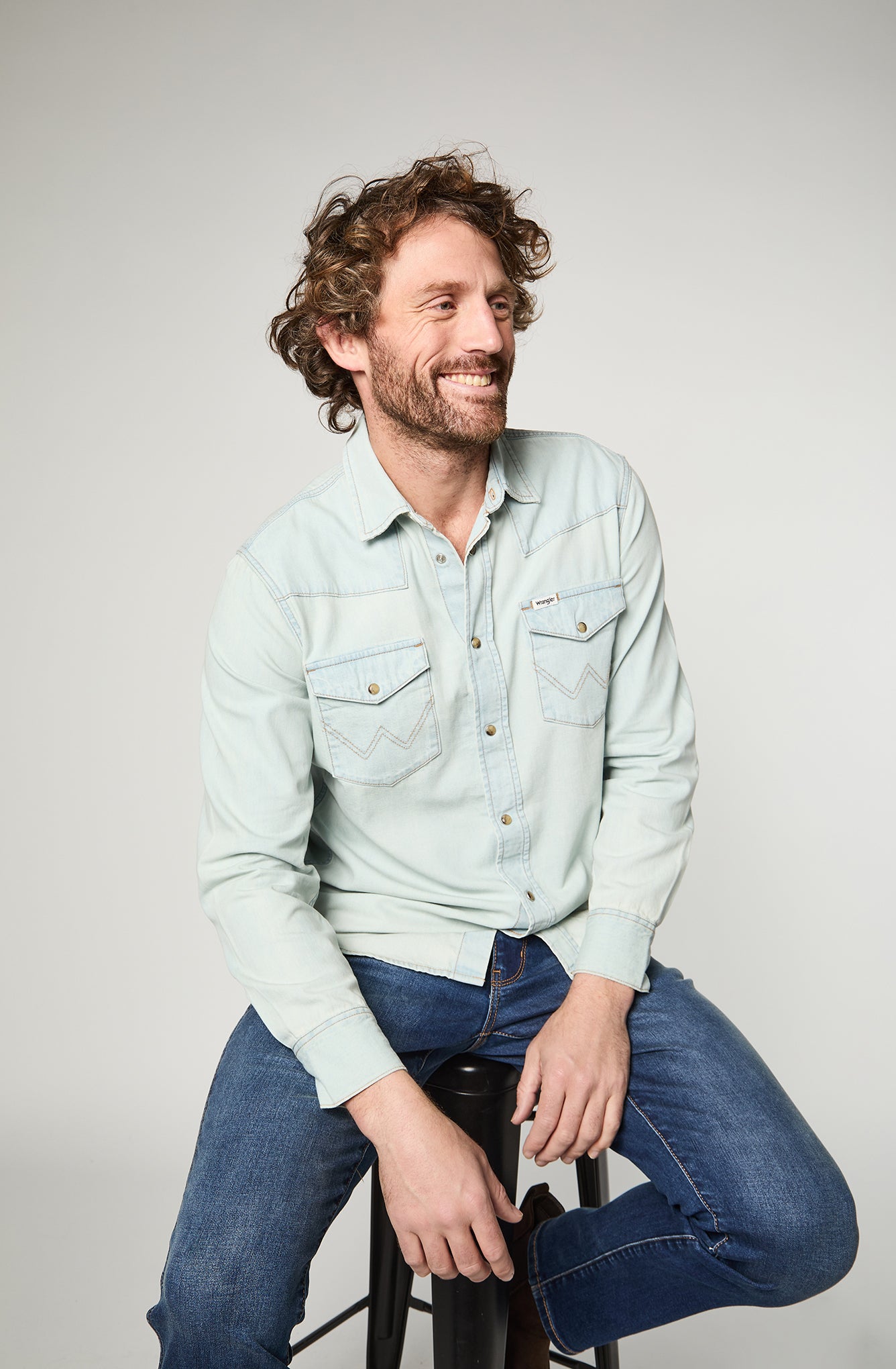 Camisa Hombre Denim Ml Lt