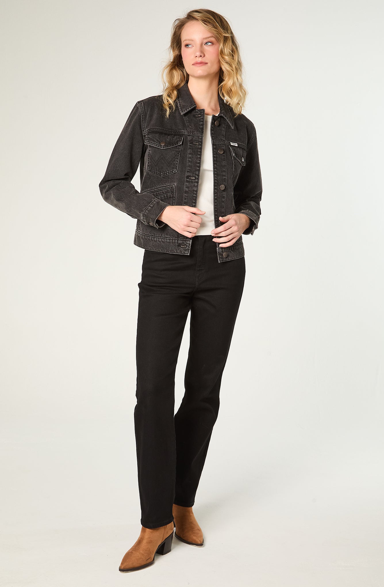 Jeans Mujer Straight Mid Rise Black