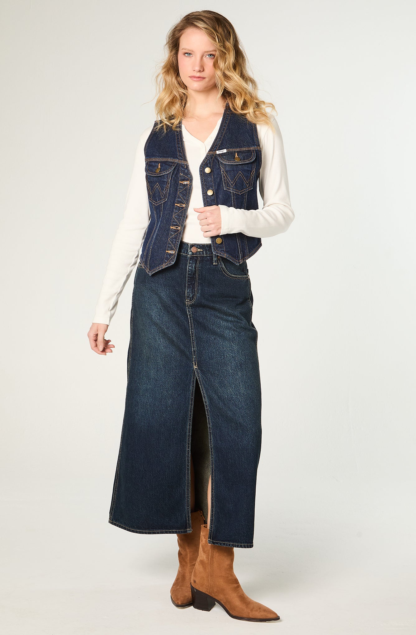 Chaqueta Mujer Vest Denim Regular Raw