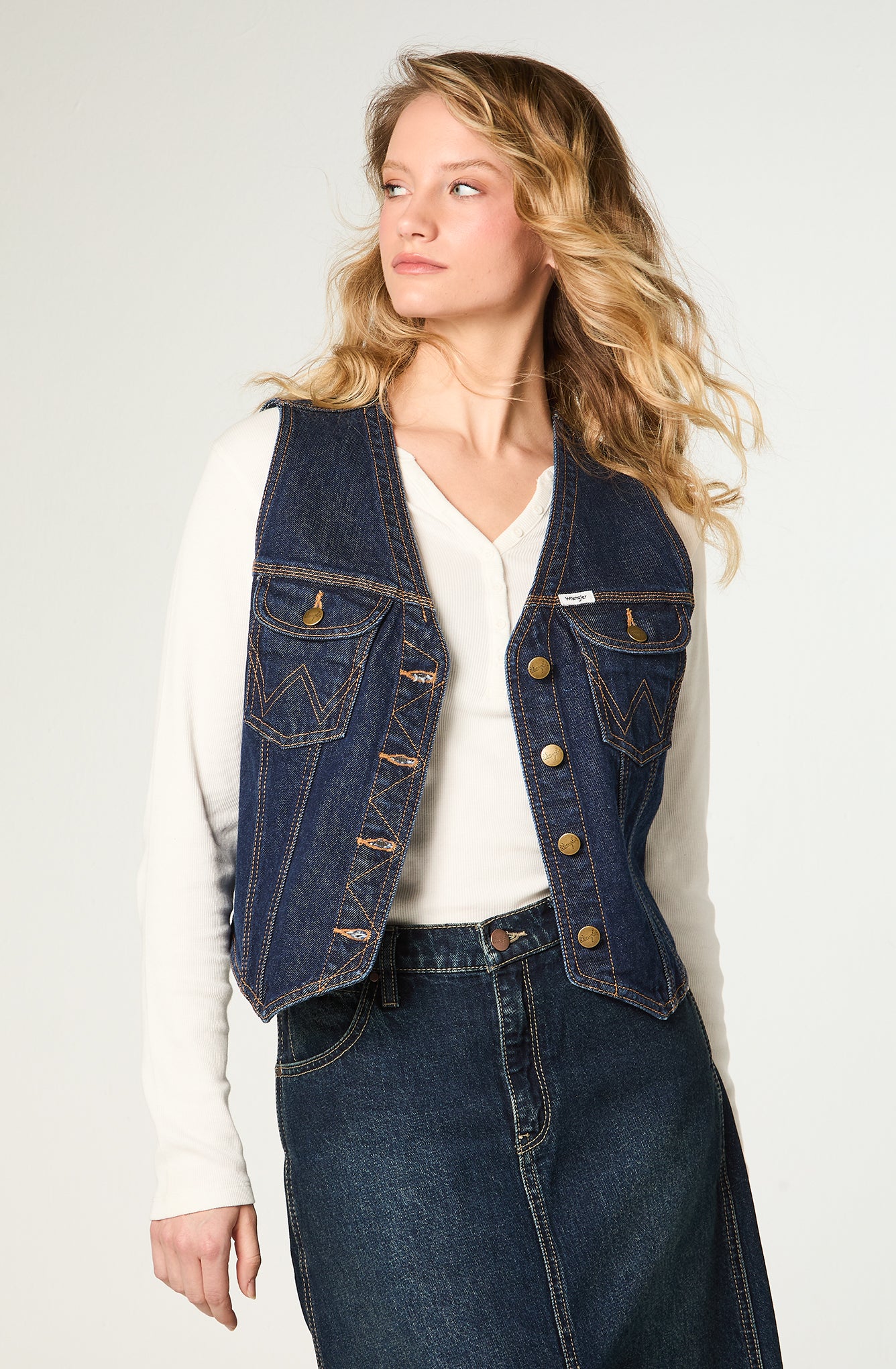 Chaqueta Mujer Vest Denim Regular Raw