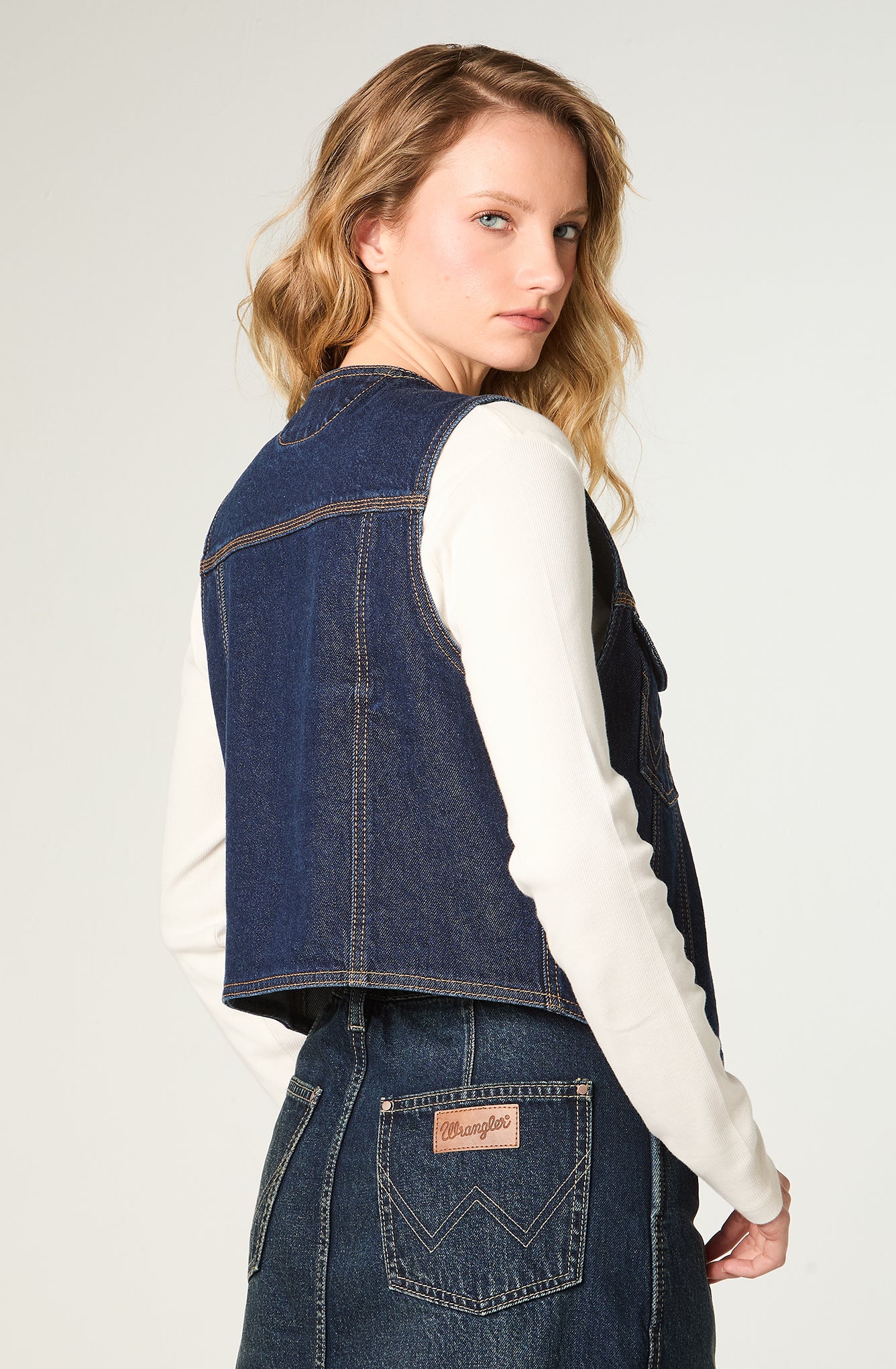 Chaqueta Mujer Vest Denim Regular Raw