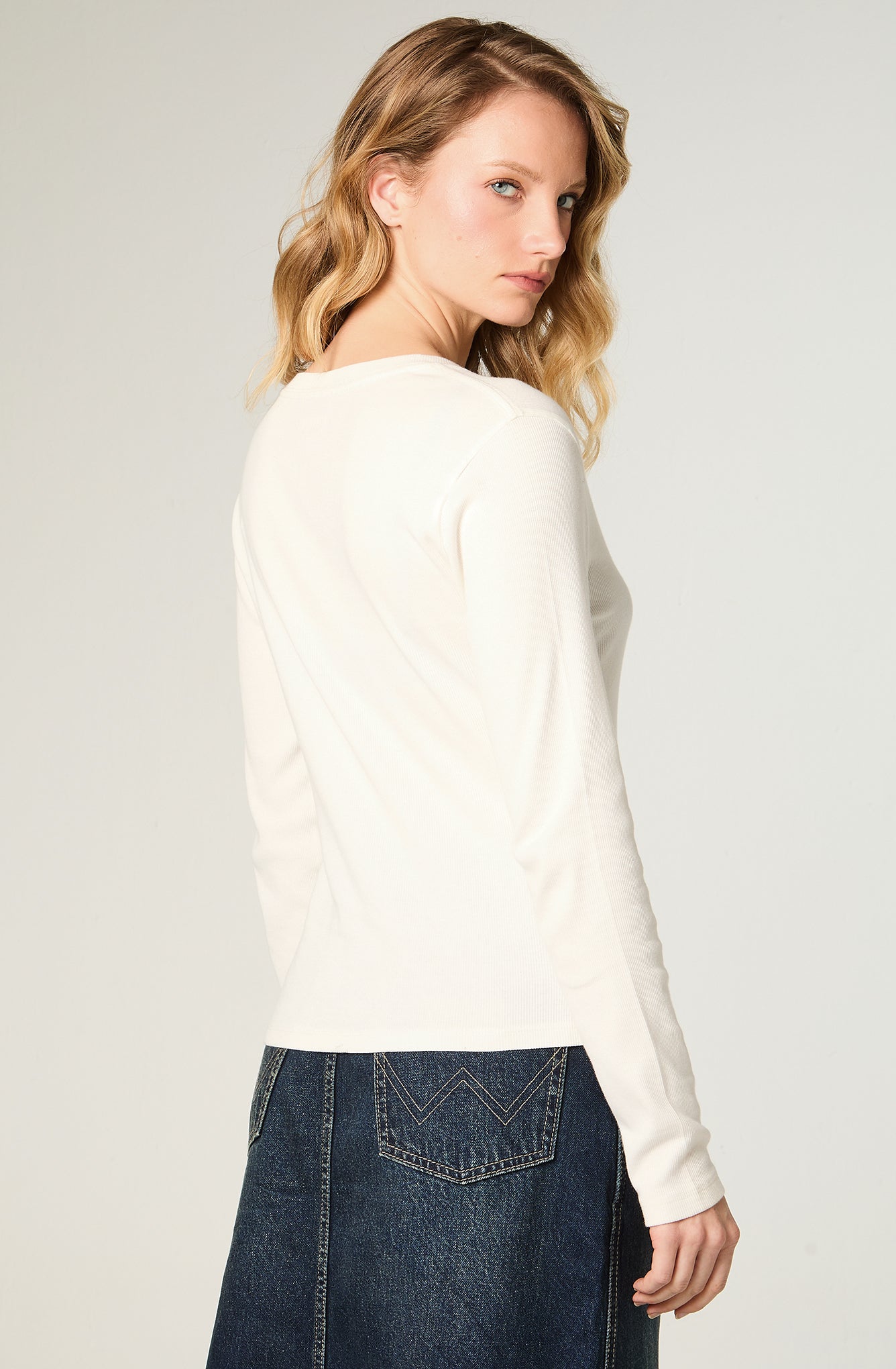 Polera Mujer Femme Henley Slim Blanco